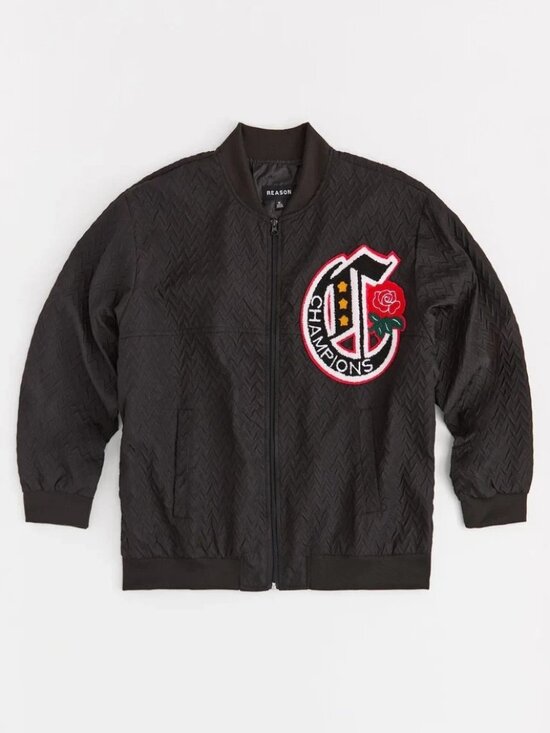 Reason Other - Reason Men Varsity Coach Chenille Patch Jacket Black Size Large